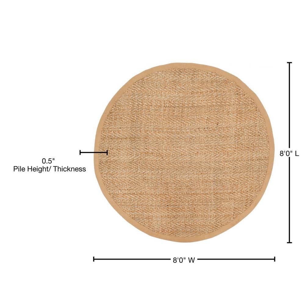Natural 8' Round Handmade Braided Jute Area Rug