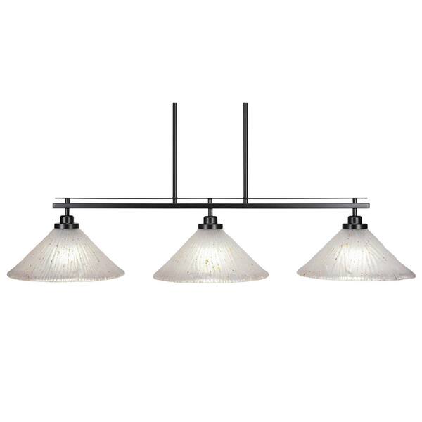 Unbranded Monroe 3-Light, Matte Black Billiard Light, Any room with 12 in. Frosted Crystal Glass Shades no bulbs included
