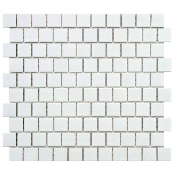 Merola Tile Metro Square Offset Matte White 10-3/4 in. x 11-3/4 in. x 5 mm Porcelain Mosaic Tile (8.97 sq. ft. / case)