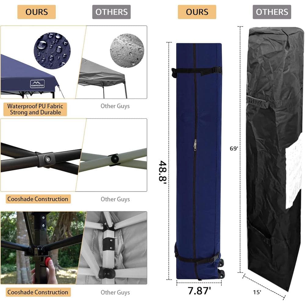 Navy Blue 10x10 Outdoor Pop-Up Canopy Tent with Adjustable Legs