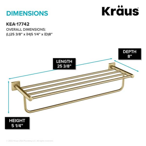 KRAUS Ventus Bathroom Shelf Towel Rack with Towel Bar in Brushed