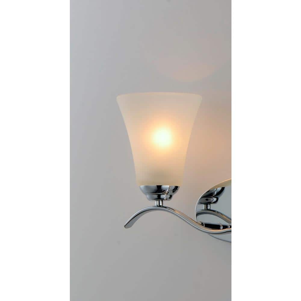 Polished Chrome Frosted Glass 2-Light Vanity Fixture