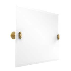 South Beach Collection 26 in. x 21 in. Rectangular Landscape Single Tilt Mirror with Beveled Edge in Polished Brass