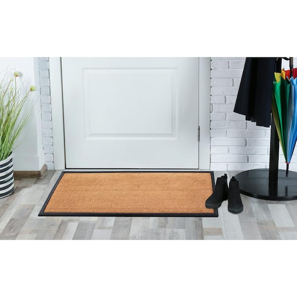 A1 Home Collections A1hc Natural Beige 24 in x 38 in Rubber and Coir Low Profile, Outdoor Entrance Durable Doormats