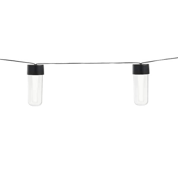 Hampton Bay 10-Light 12 ft. Black Outdoor Plug-In Integrated LED Lantern String-Light