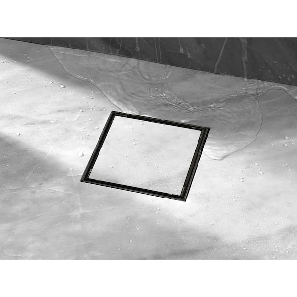 4 in. Square Stainless Steel Shower Drain with Tile Insert in Venetian Bronze