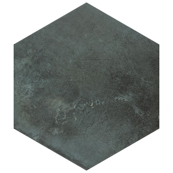 Merola Tile Industrial Hex Green 8-1/2 in. x 9-7/8 in. Porcelain Floor and Wall Take Home Tile Sample