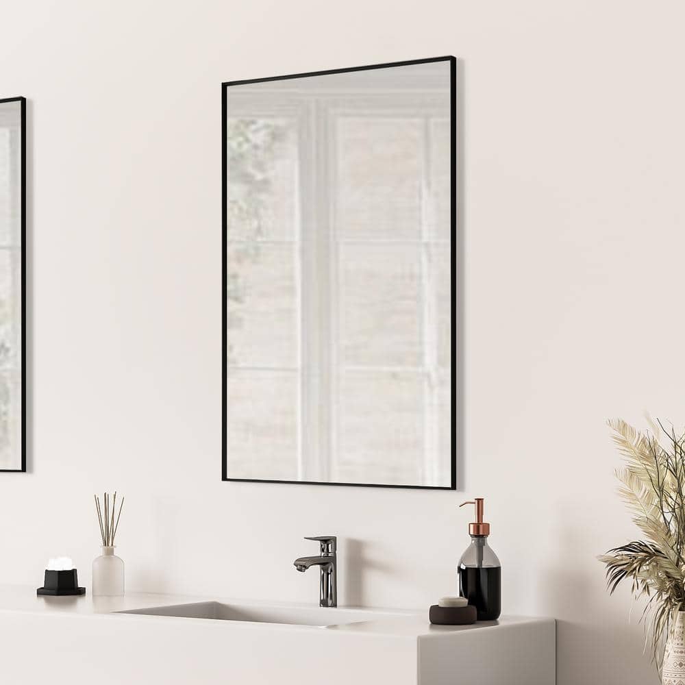 Elegant Rectangular Silver and Gold Aluminum Bathroom Vanity Mirror