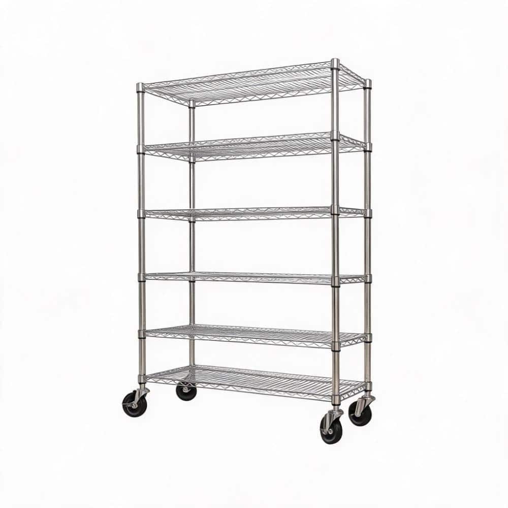 6-Tier Chrome Wire Shelving with Wheels, Adjustable Heavy Duty Metal Rack, 47.24W x 17.72D x 70.87H price history on PriceWatchPro