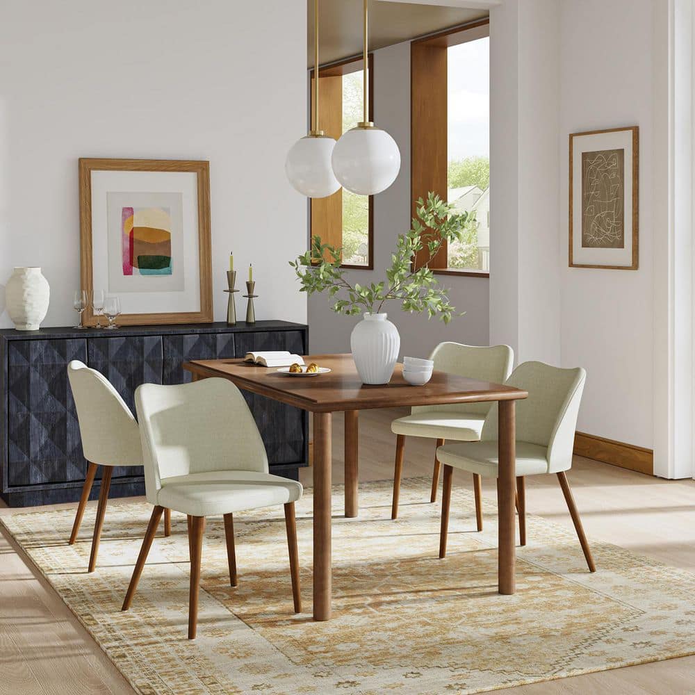 JAYDEN CREATION Eliseo Ivory Modern Upholstered Dining Chair with