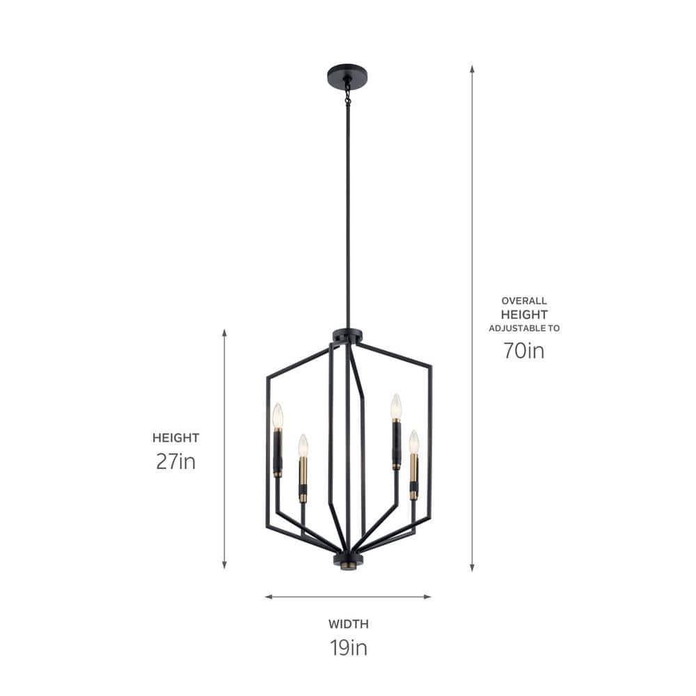 Armand 27" Black and Bronze 4-Light Foyer Pendant