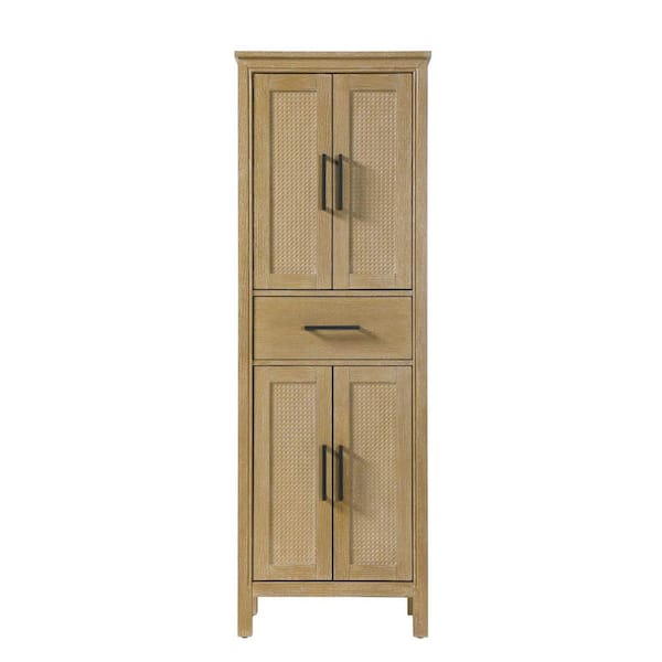 24 in. W x 18 in. D x 72 in. H Beige Freestanding Linen Cabinet