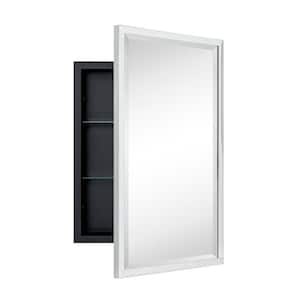 Haddison 16 in. W x 24 in. H Rectangular Metal Framed Recessed Bathroom Medicine Cabinet with Mirror in Chorme