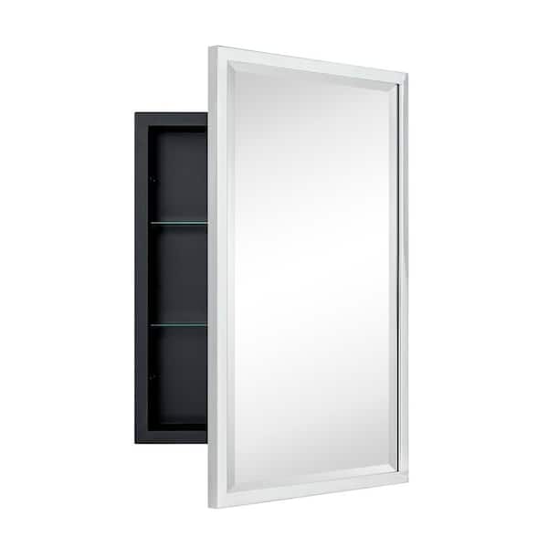 Haddison 16 in. W x 24 in. H Rectangular Metal Framed Recessed Bathroom Medicine Cabinet with Mirror in Chorme