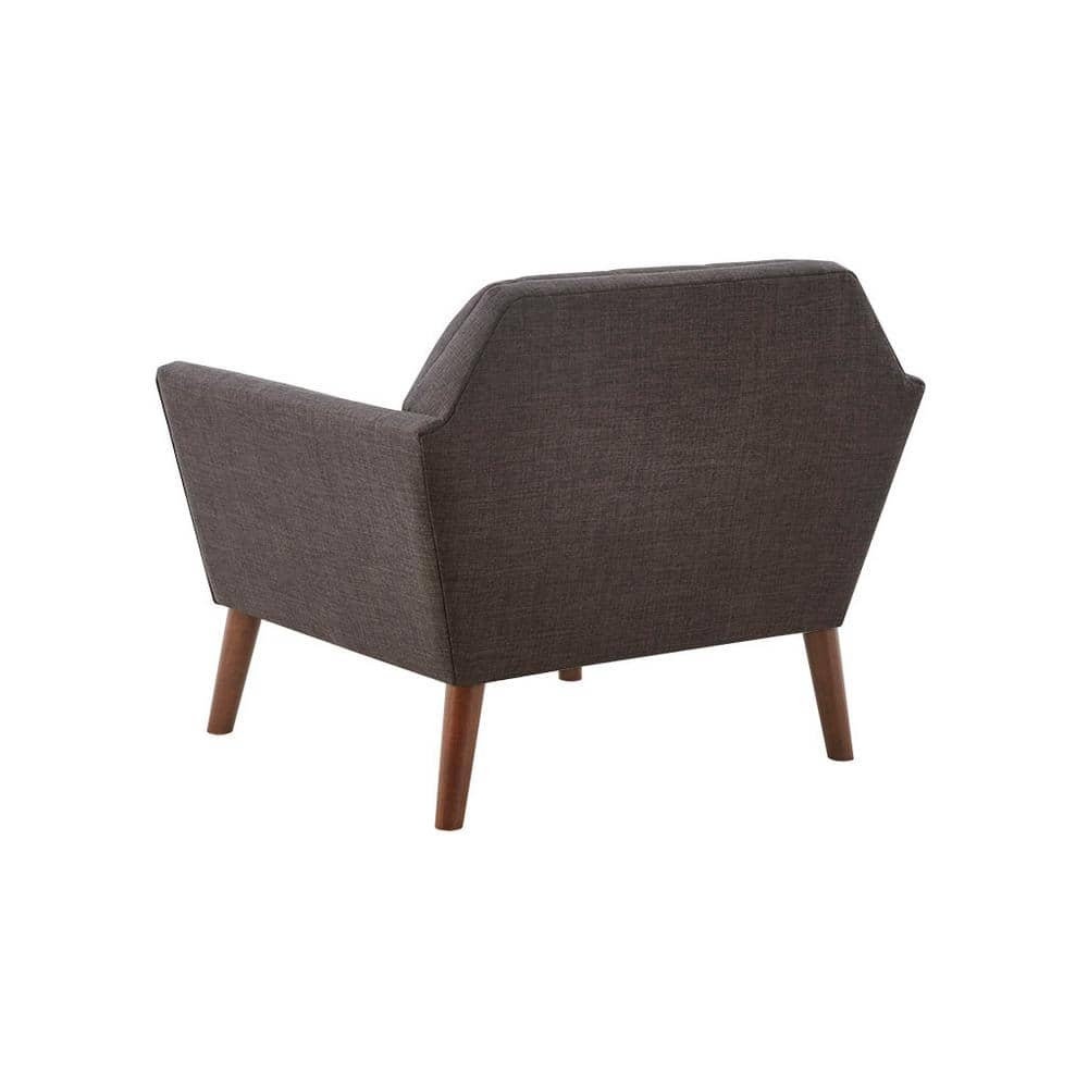Charcoal Mid-Century Lounge Chair with Tapered Wood Legs