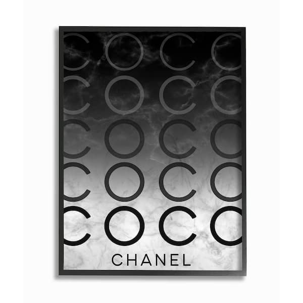 Stupell Industries 16 in. x 20 in. "Black and White Ombre C and O Typography on Marble " by Daphne Polselli Framed Wall Art