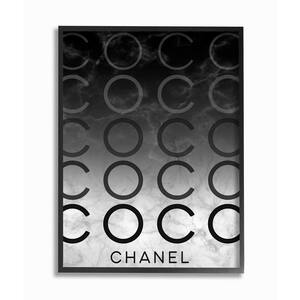24 in. x 30 in. "Black and White Ombre C and O Typography on Marble " by Daphne Polselli Framed Wall Art
