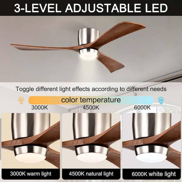 Jushua 52 in. door Nickel 3 Wood Blades Ceiling Fan with Remote