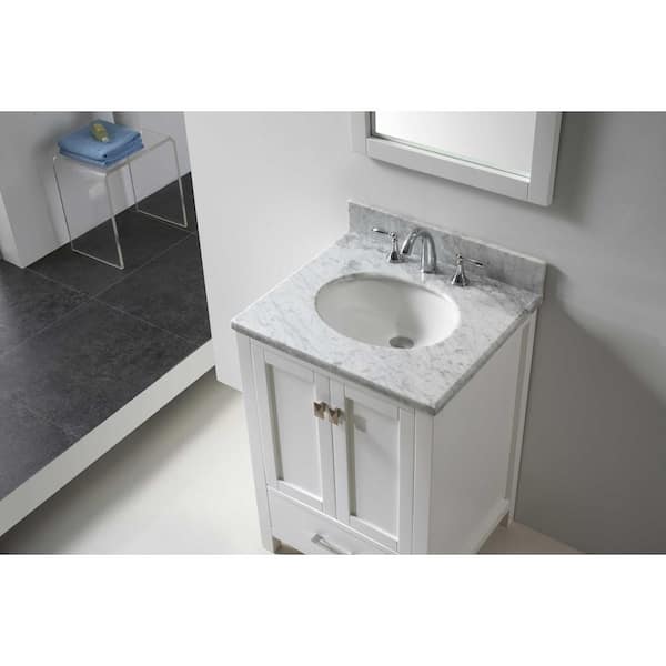 Virtu Usa Ine Avenue 25 In W Bath Vanity White With Marble Top Round Basin Gs 50024 Wmro Wh Nm The Home Depot - 25 Inch White Bathroom Vanity Top