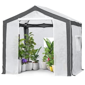 8 ft. W x 8 ft. D Portable Walk-in Pop-Up Instant Outdoor Gardening Greenhouse, White