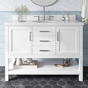 Bayhill 49 in. W x 22 in. D x 36 in. H Bath Vanity in White with Pure Pure White Quartz Top