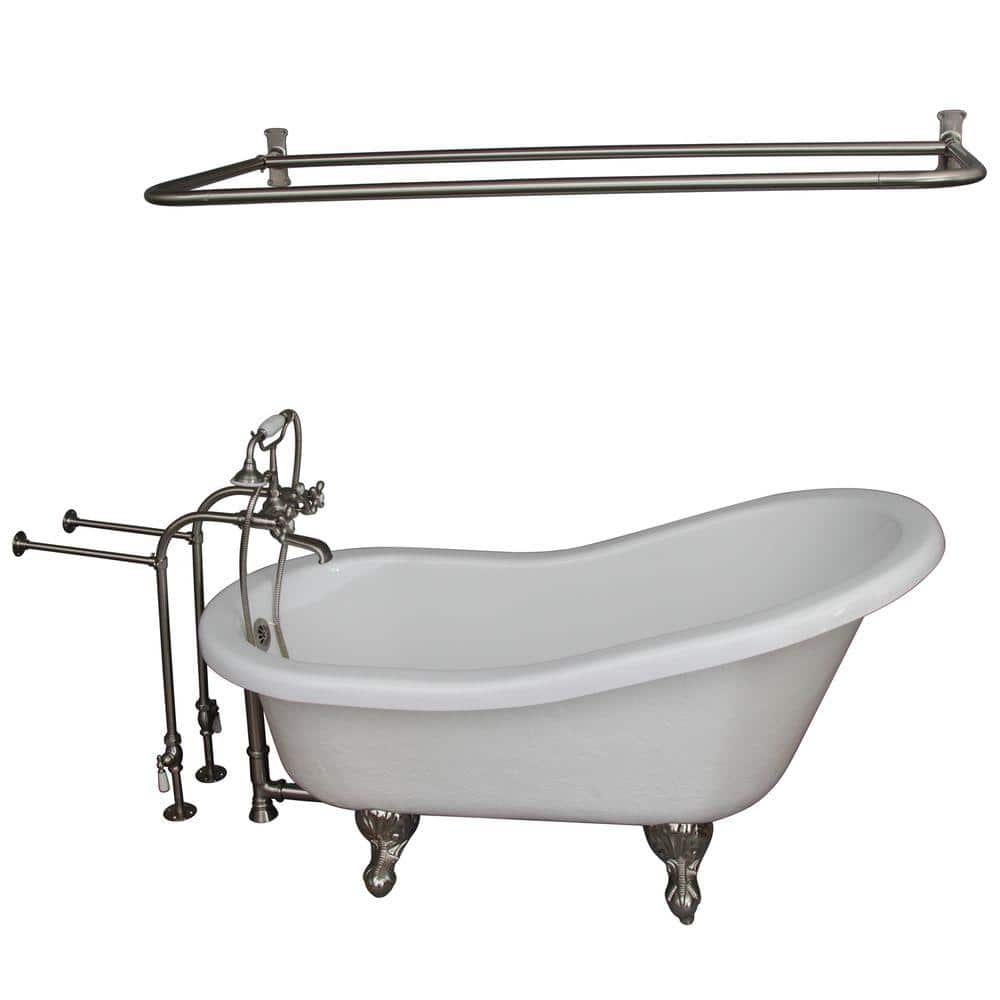 5 ft. Acrylic Ball and Claw Feet Slipper Tub in White with Brushed Nickel Accessories price history on PriceWatchPro