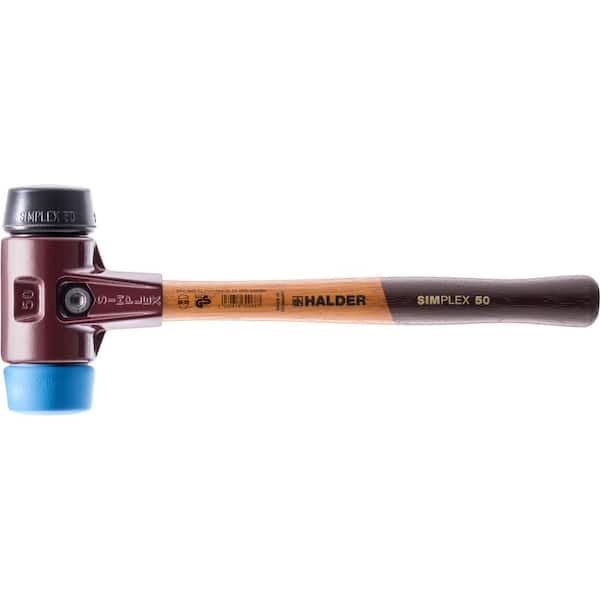 Halder Simplex 4 lbs. Mallet with Soft Blue Rubber 60 Long Handle and STAND-UP Black Rubber Inserts