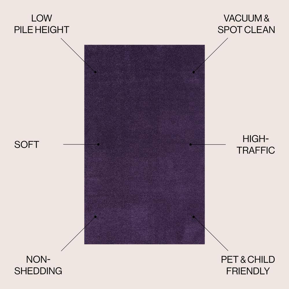 Haze Solid Purple 3' x 5' Easy Care Synthetic Area Rug