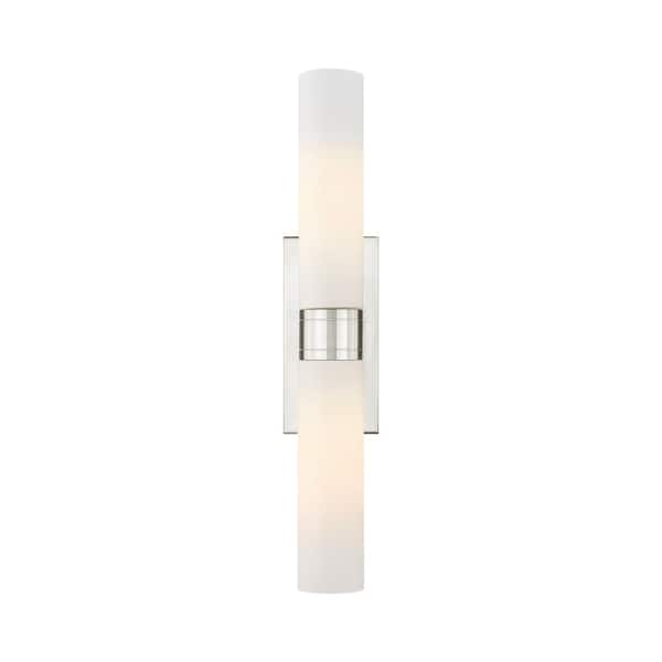 Ballston Urban 24 in. 2-Light Satin Nickel Vanity Light with Glass Shade