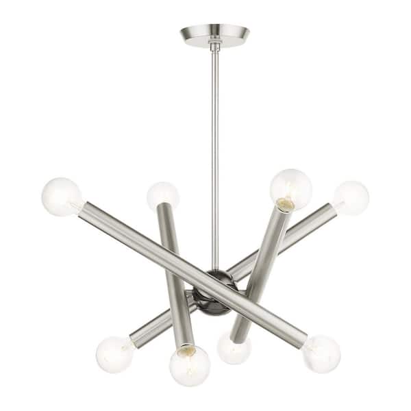 Richlano 8-Light Brushed Nickel Chandelier with Black Chrome Accent