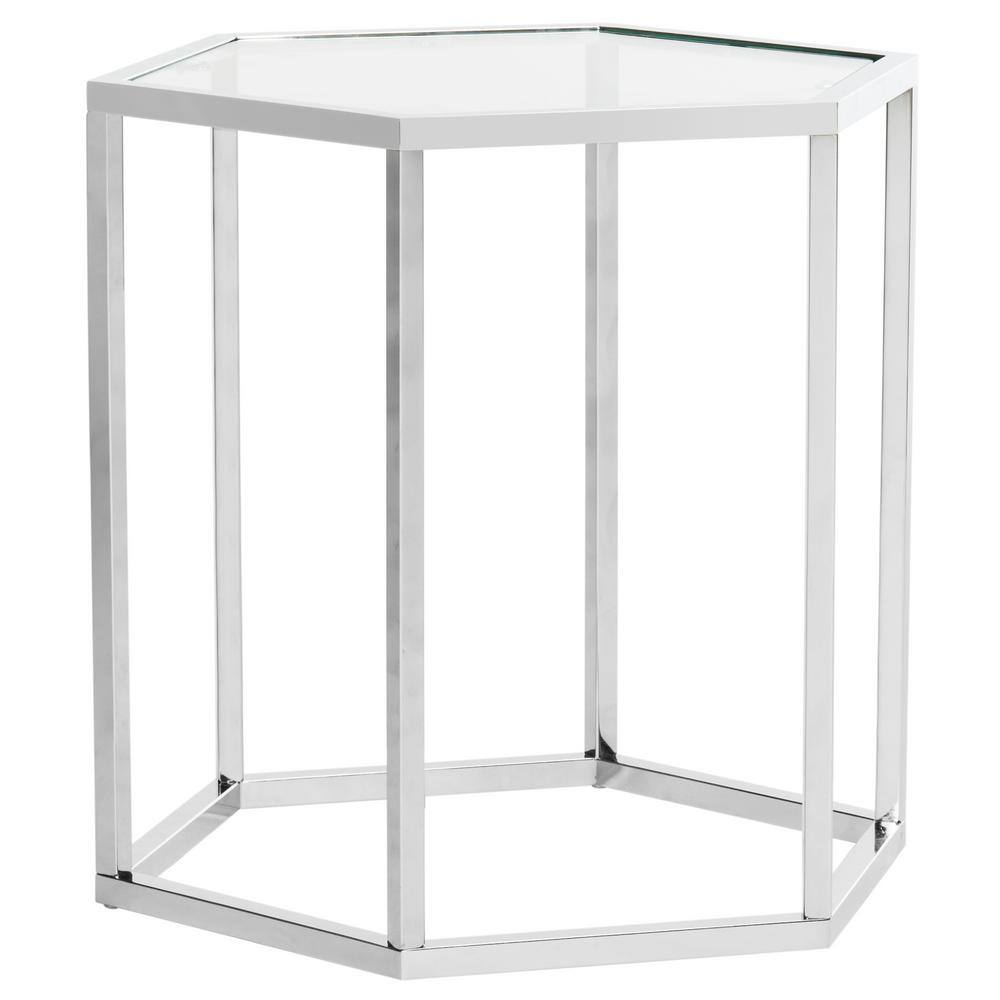 Teagan Chrome Hexagonal Glass End Table