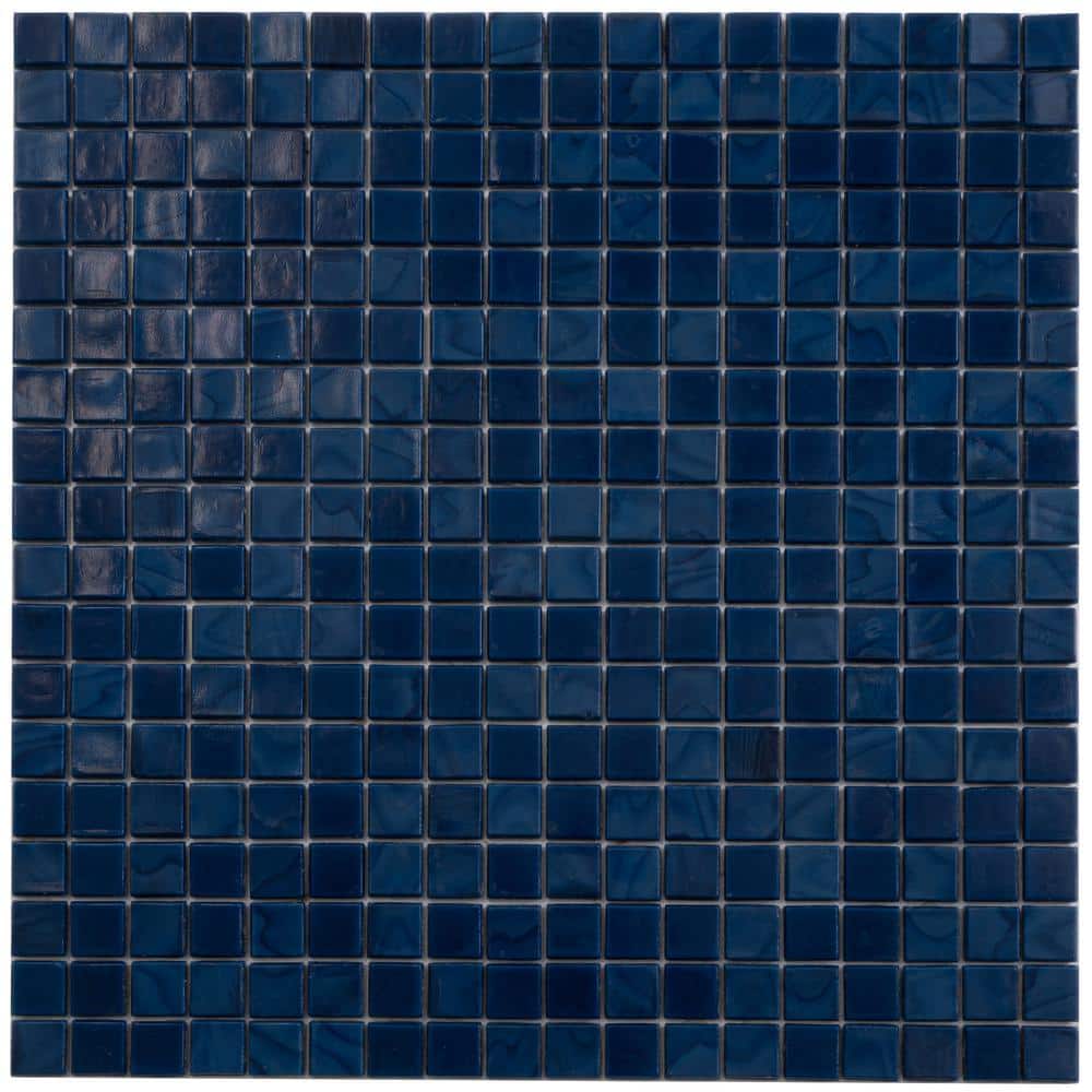 Skosh 11.6" x 11.6" Glossy Navy Blue Glass Mosaic Tile