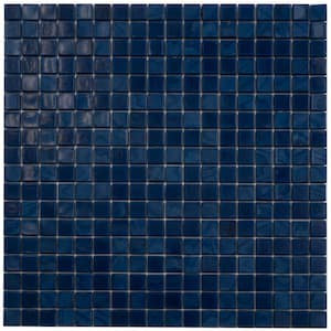 Skosh 11.6 in. x 11.6 in. Glossy Navy Blue Glass Mosaic Wall and Floor Tile (18.69 sq. ft./case) (20-pack)