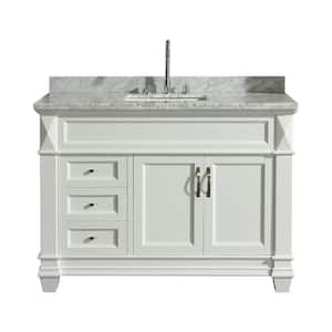Hudson 48 in. W x 22 in. D x 34 in. H Single Sink Bath Vanity in White with Marble Top in Carrara White