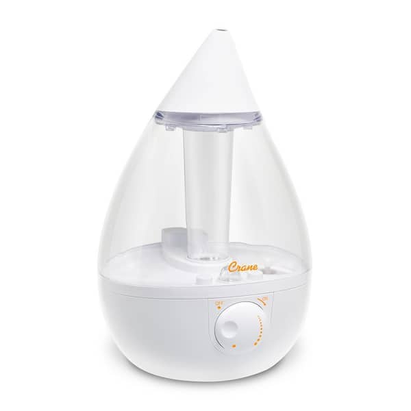 Crane 1 Gal. Drop Ultrasonic Cool Mist Humidifier for Medium to Large Rooms up to 500 sq. ft. - Clear/White