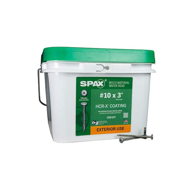 #10 x 3 in. Exterior Wafer Head Wood Screws Construction Torx T-Star Plus (1000 Each) Bulk Pail Bit Included