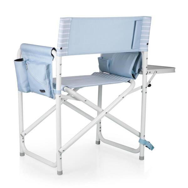 Picnic Time Mod Denim Stripe Outdoor Directors Folding Chair 810