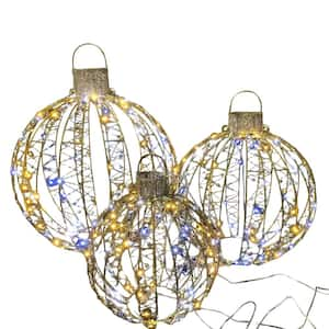 11.8,16,20 in. Dia. Christmas Prelit Micro LED Lighted Ornament Trio