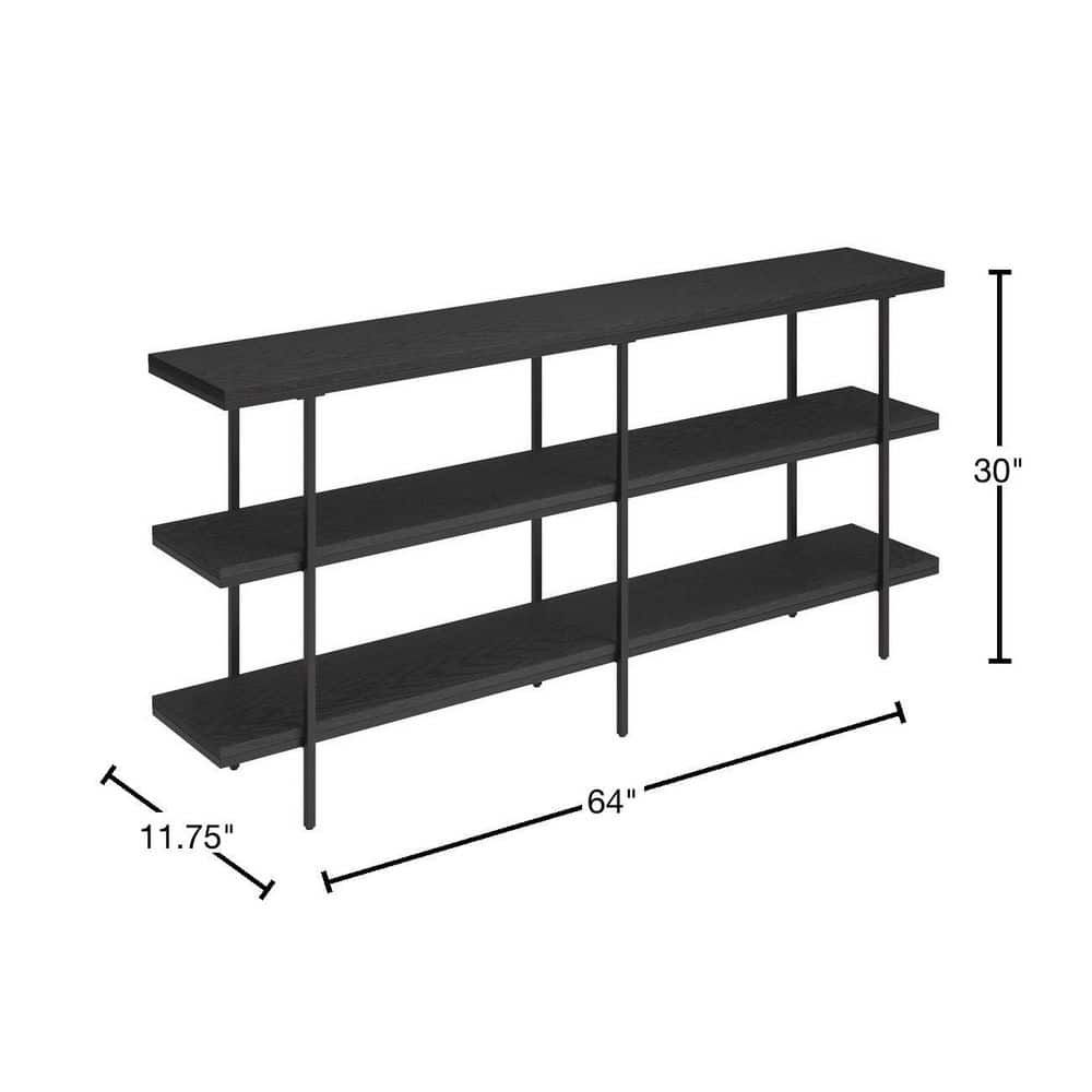 Harper 64'' Black Grain Console Table with Storage