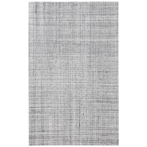 Abstract Gray/Black 5 ft. x 8 ft. Striped Distressed Area Rug
