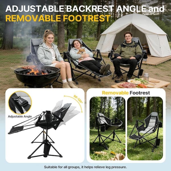 SUKLOM Folding Hammock Camping Chair with Footrest, 3-Position