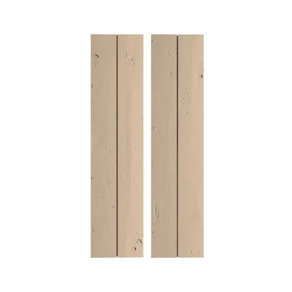 Ekena Millwork 11 in. x 64 in. Timberthane Polyurethane 2-Board Joined Board-n-Batten Knotty Pine Faux Wood Shutters, No Batten Pair