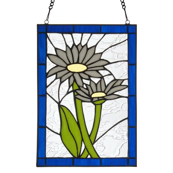 Daisy Multicolored Stained Glass Window Panel