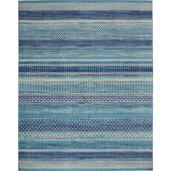 Nourison Passion Navy Blue 9 ft. x 12 ft. Geometric Contemporary Area Rug