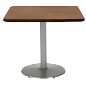 Mode 30 in Square Cherry Laminate Dining Table with Silver Round Steel Frame (Seats 2)