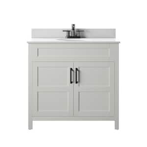 36 in. W x 20 in. D x 38 in. H Single Bath Vanity Side Cabinet in Huron White with White Vanity Top with White Basin