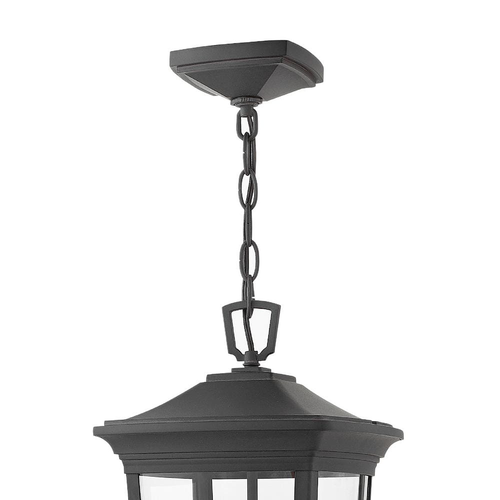 Bromley 3-Light Museum Black Outdoor Hanging Lantern with Clear Glass