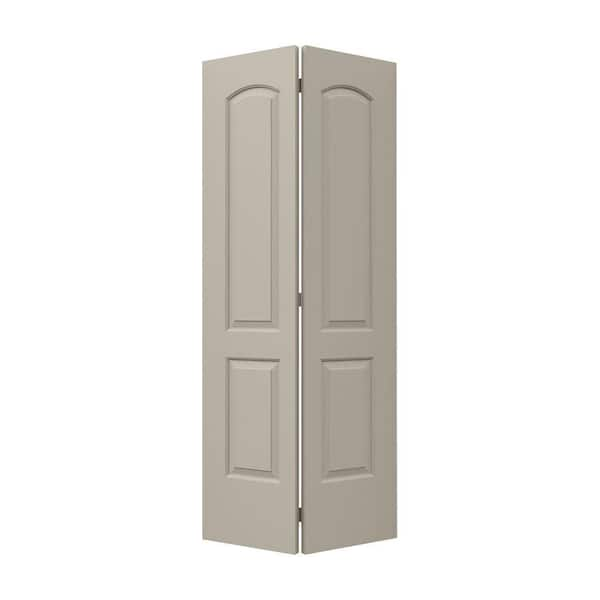 JELD-WEN 32 in. x 80 in. Caiman 2 Panel Desert Sand Paint Hollow Core Molded Composite Closet Bi-Fold Door