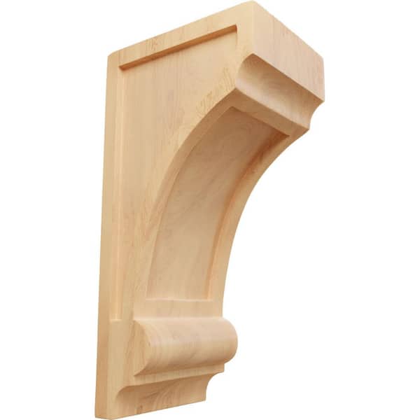 Ekena Millwork 6 in. x 4-3/4 in. x 12 in. Unfinished Wood Red Oak Diane Recessed Wood Corbel