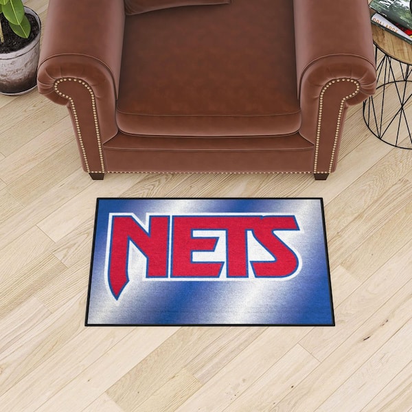 New Jersey Nets Logo Retro Basketball Shaped Area Rug